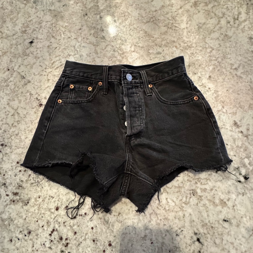 Levi's Black 501 Distressed Jean Shorts